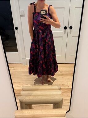 Ulla Johnson Tie-Shoulder Midi Dress with Side boning